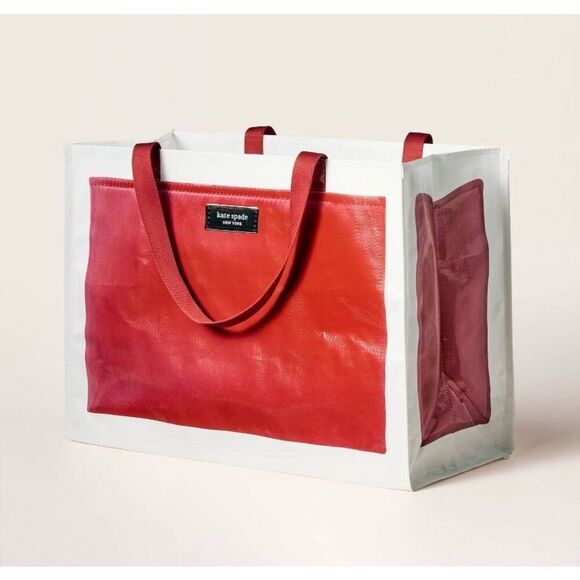 Large Tote Bag kate spade new york x Target Red White Exclusive On Hand - Picture 1 of 5